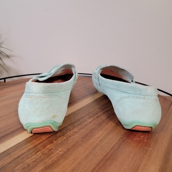 Cynthia Rowley Mint Green Suede Moccasin Driving Loafers Size 6.5 - Picture 6 of 17